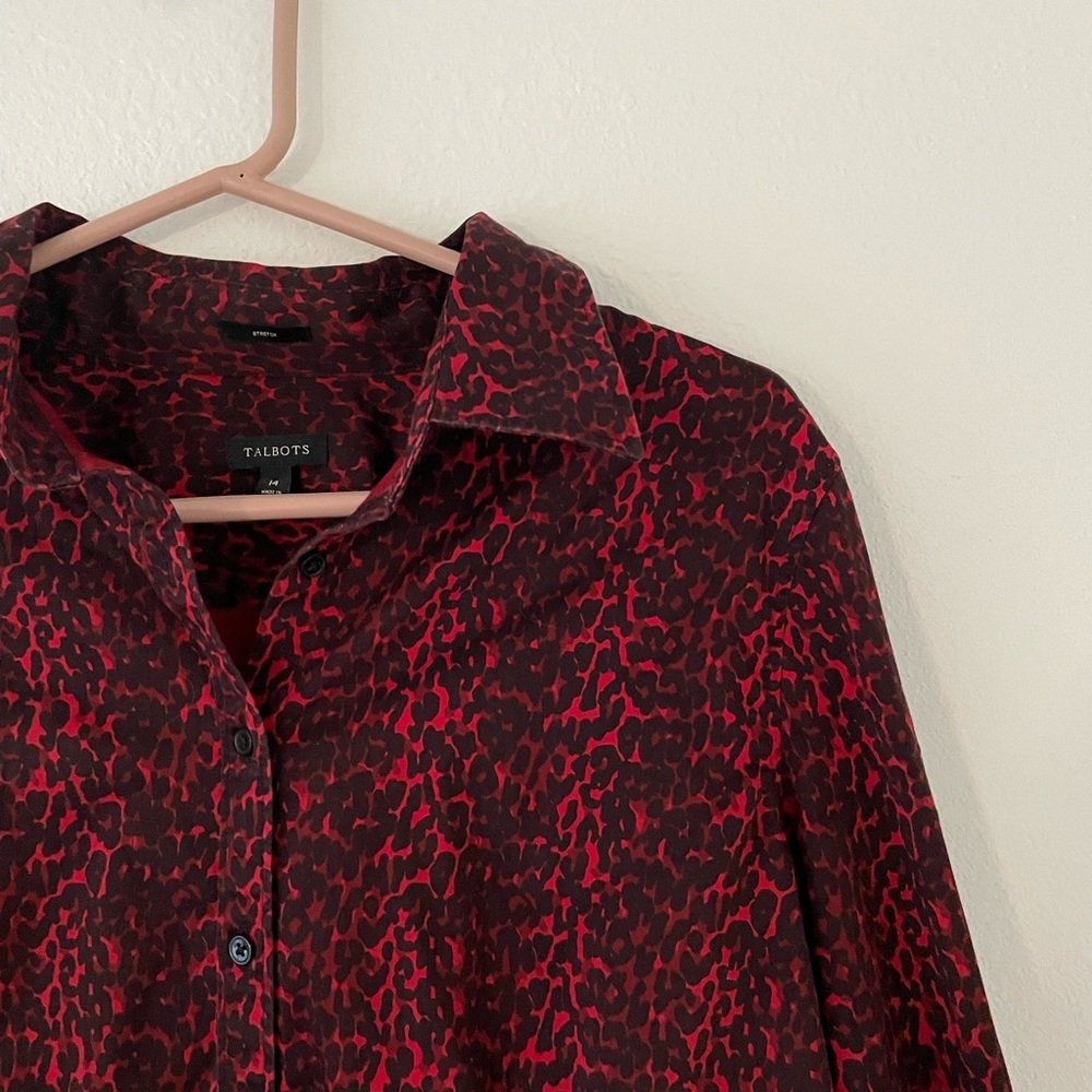Talbots Leopard Print Stretch Button Down Shirt - image 2